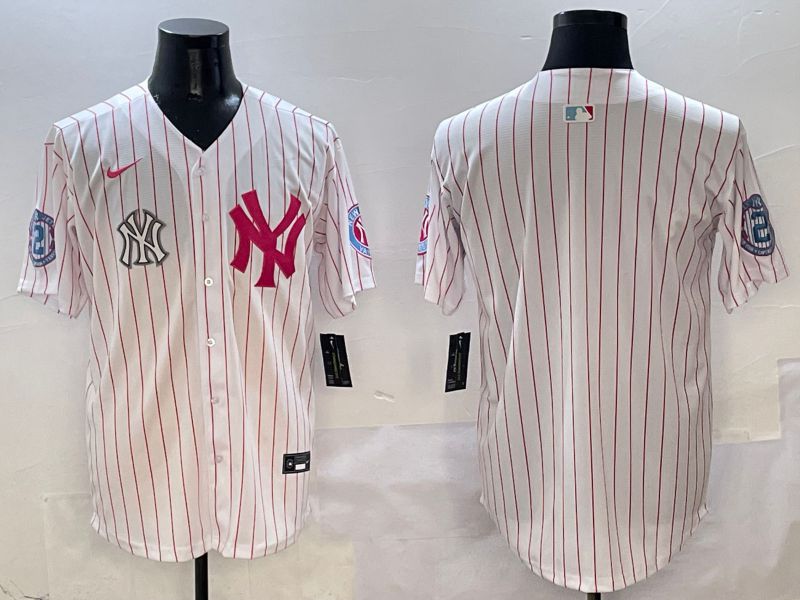 Men New York Yankees Blank White Stripe Jointly Name Nike 2025 MLB Jersey style 5->philadelphia phillies->MLB Jersey